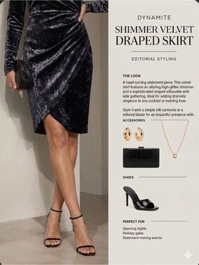 Dynamite Black Velvet Wrap Mini Skirt
